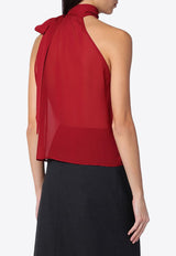 Philosophy Di Lorenzo Serafini Georgette Sheer Top With Bow  Red 08015752/P_PHILO-A0142