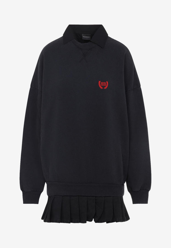 Logo-Embroidered Mini Hybrid Dress