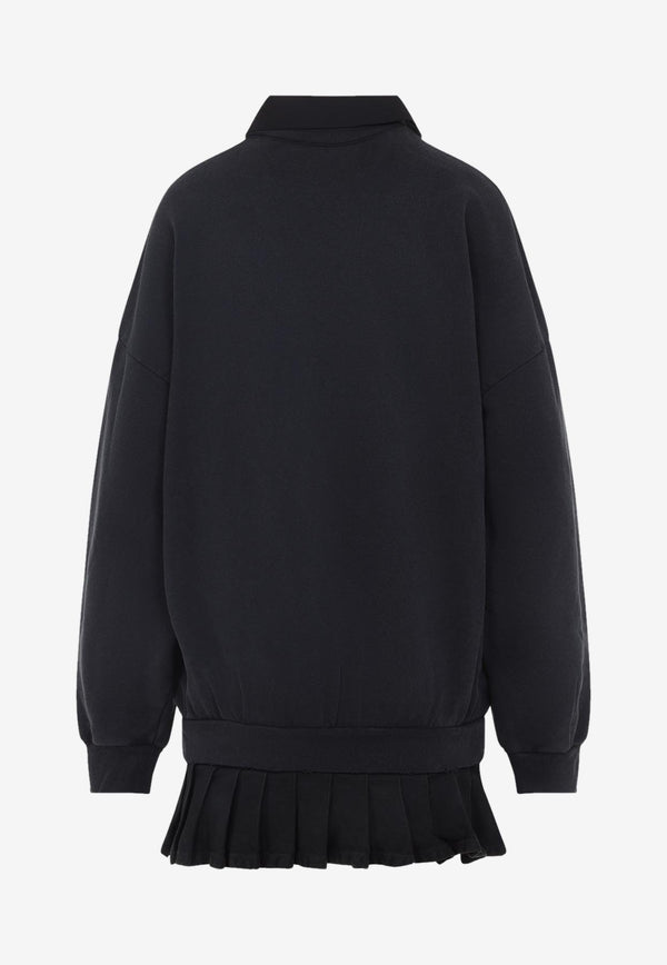 Logo-Embroidered Mini Hybrid Dress