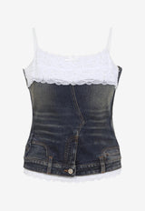 Patched Denim Top
