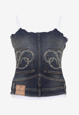 Patched Denim Top