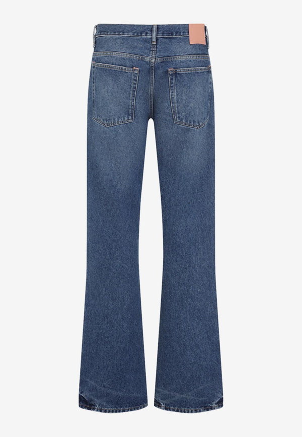 Distressed Straight-Leg Jeans