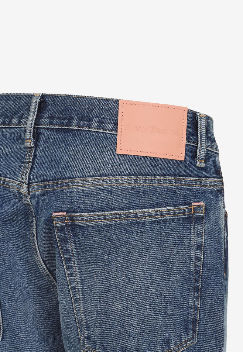 Distressed Straight-Leg Jeans