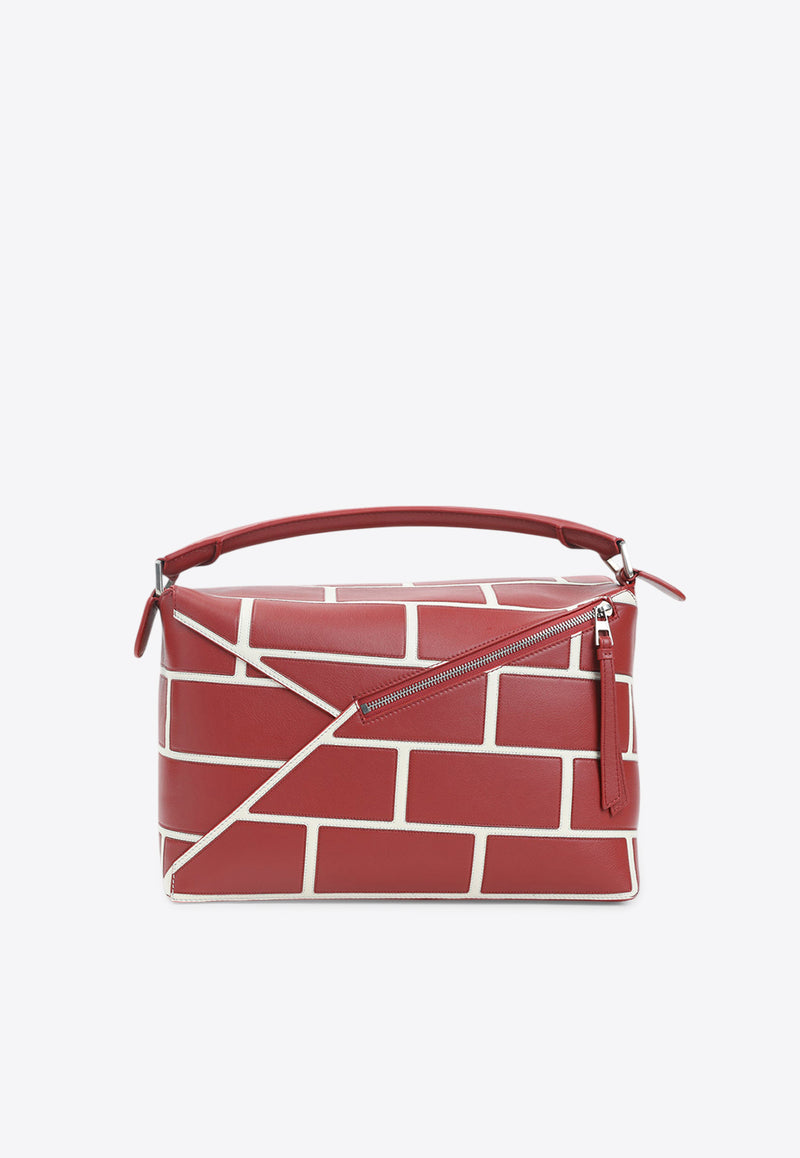 Large Brick Puzzle Edge Shoulder Bag