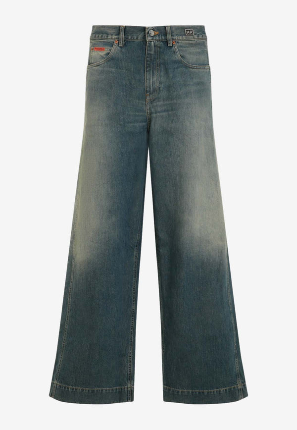 Wide-Leg Washed Jeans