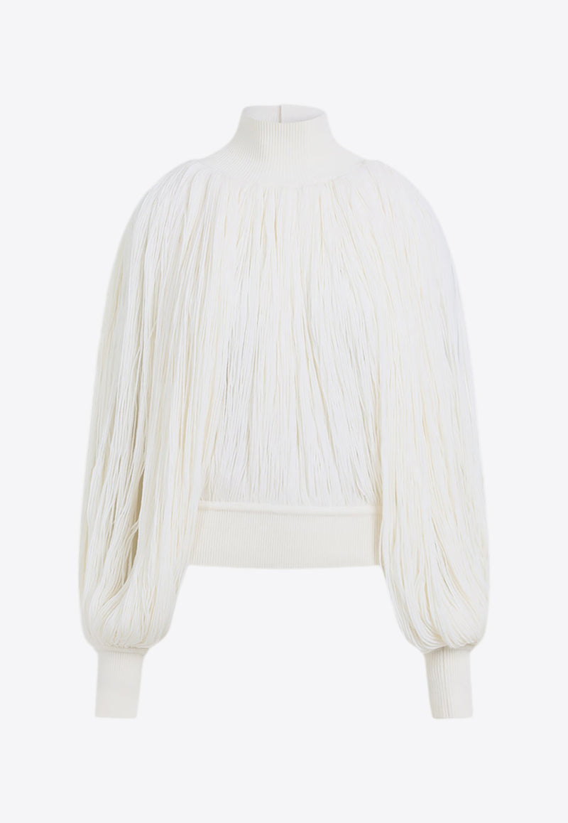 Knitted Fringes Long-Sleeved Sweater