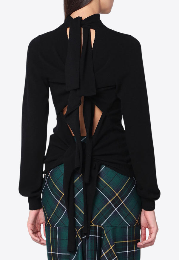 Moschino Turtleneck Sweater with Tie-Up Back Black 09015400/R_MOSCH-0555