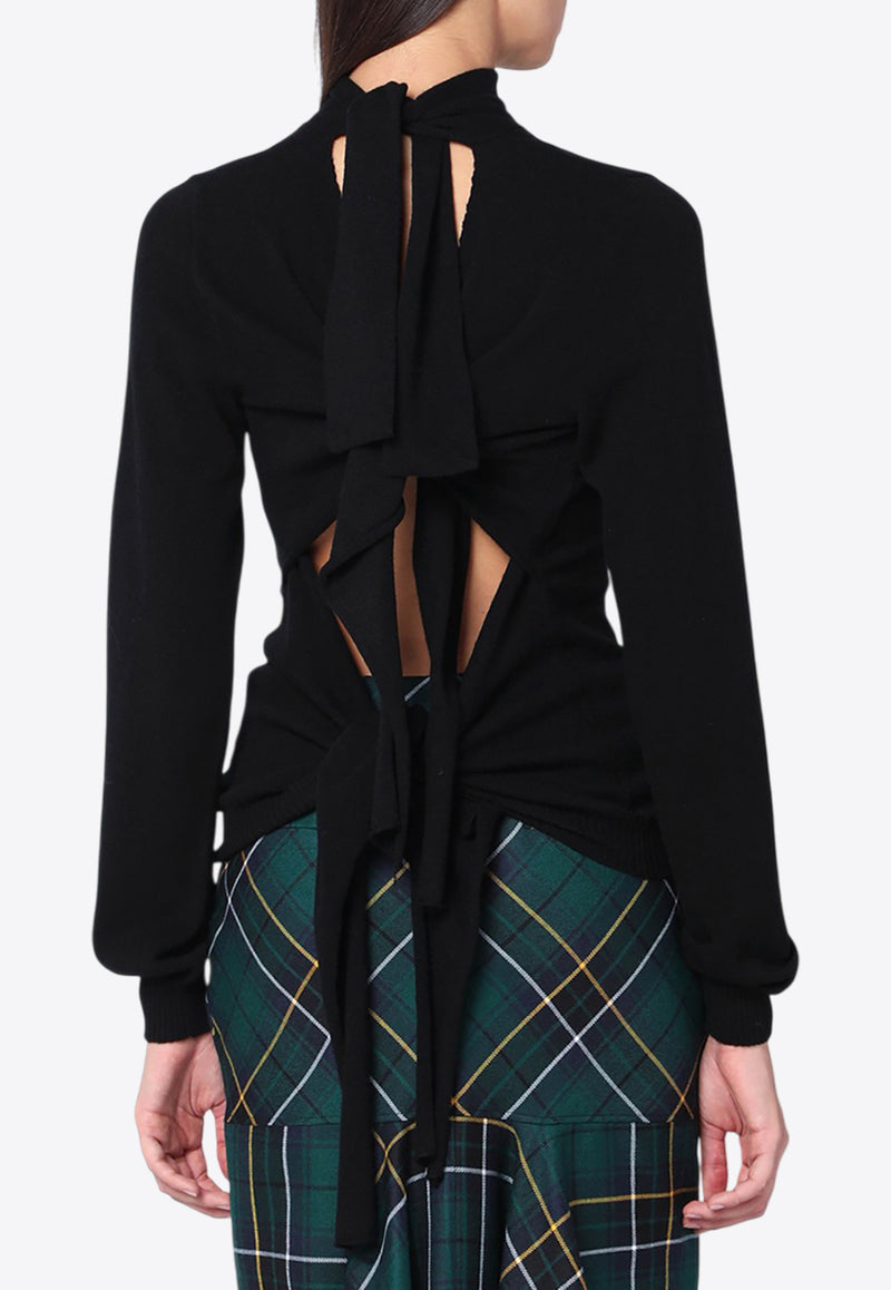 Moschino Turtleneck Sweater with Tie-Up Back Black 09015400/R_MOSCH-0555