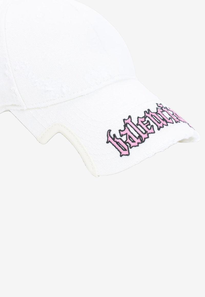Distressed Logo-Embrodiered Baseball Cap