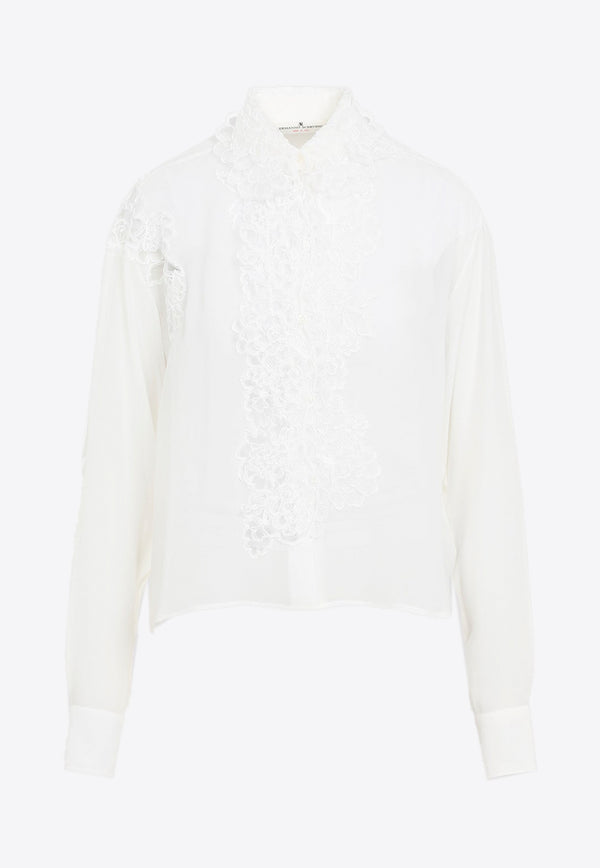 Lace Trim Long-Sleeved Shirt