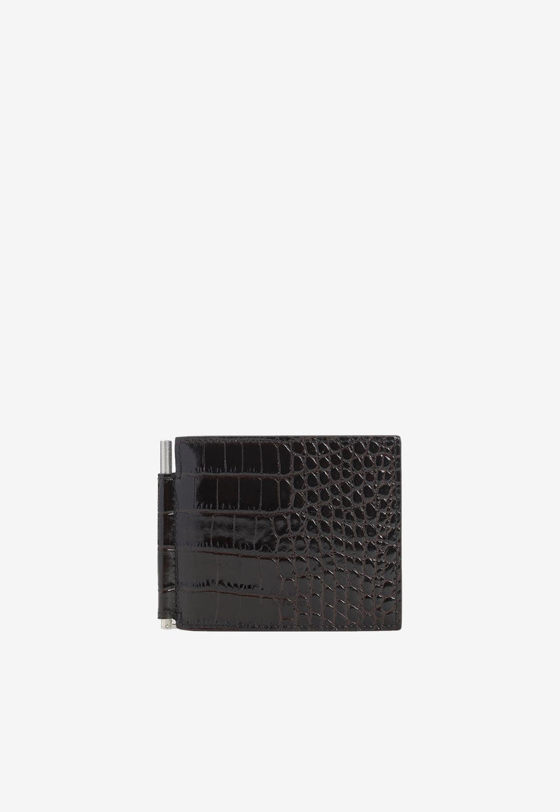 Croc-Embossed Bi-Fold Wallet