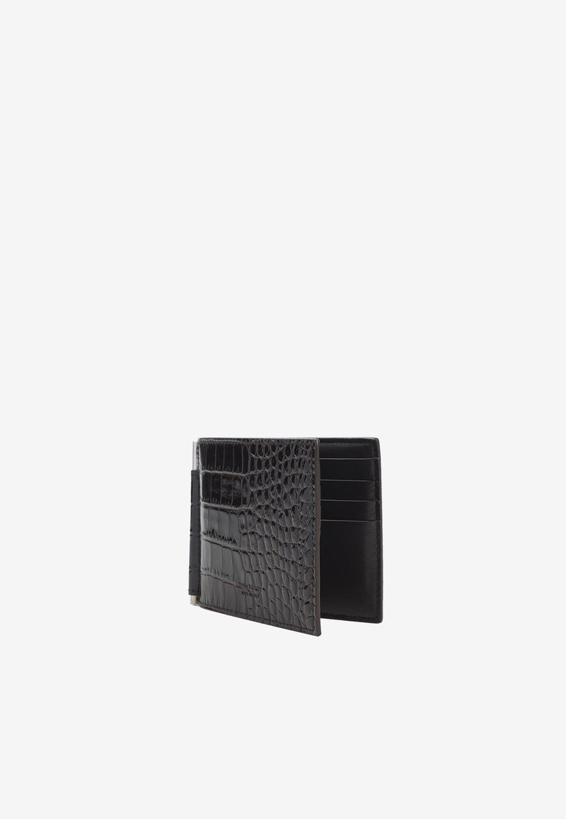 Croc-Embossed Bi-Fold Wallet