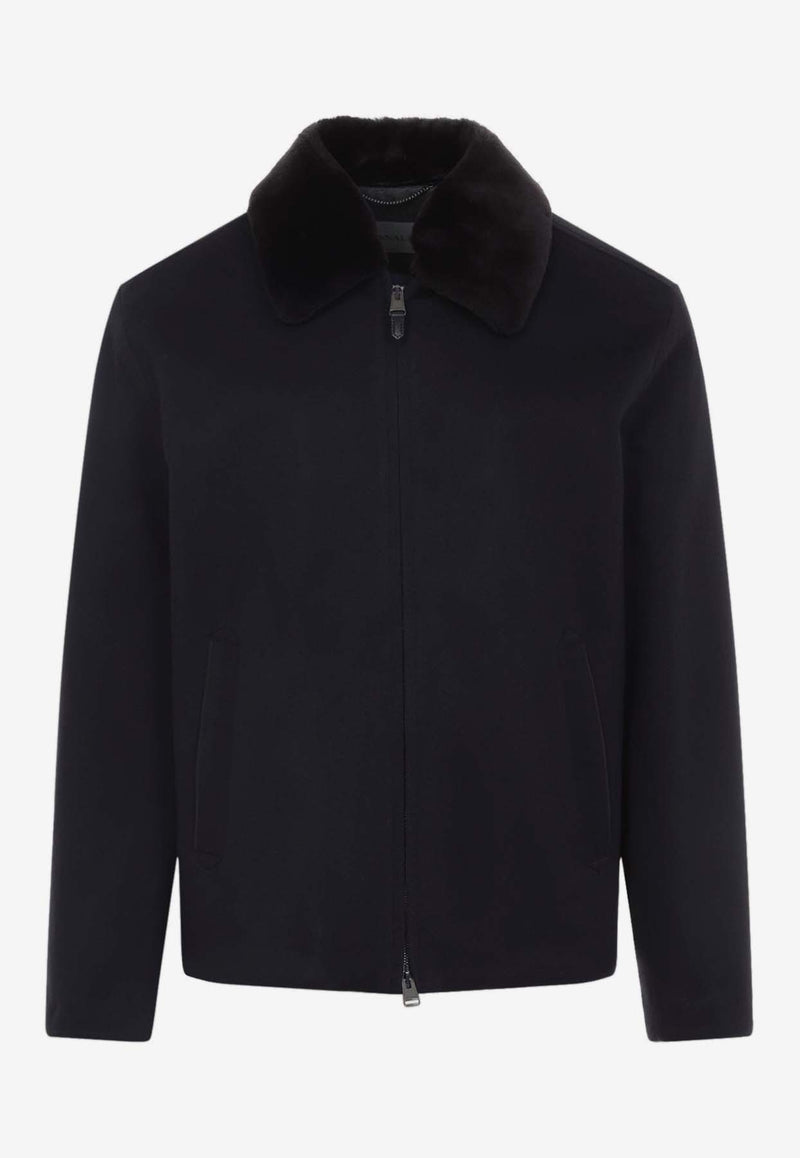 Fur-Collar Cashmere Jacket