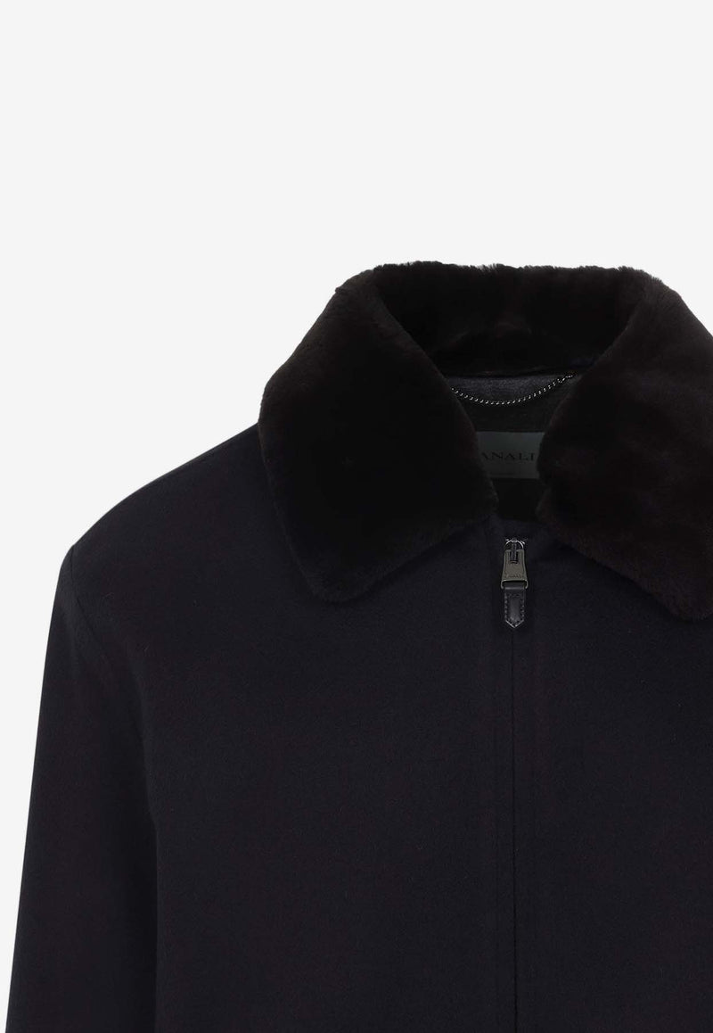 Fur-Collar Cashmere Jacket