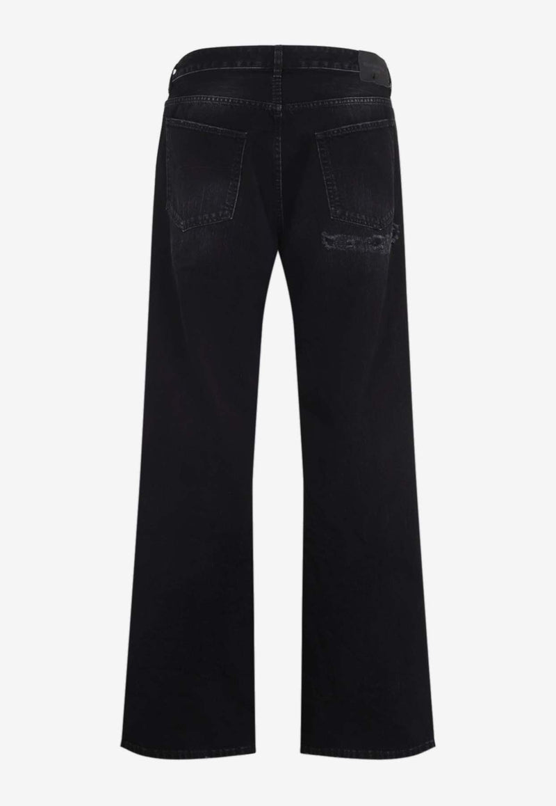 Distressed Straight-Leg Jeans
