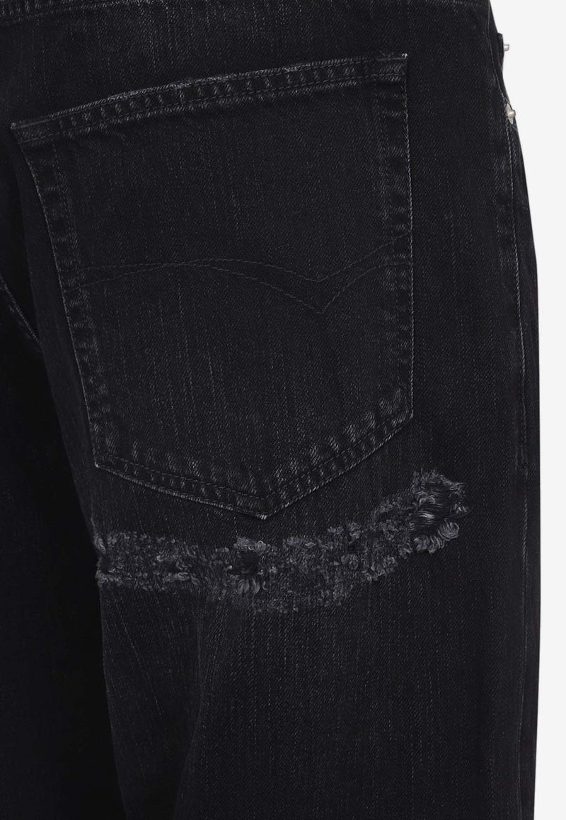 Distressed Straight-Leg Jeans