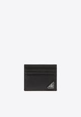 Triangle Logo Saffiano Leather Cardholder