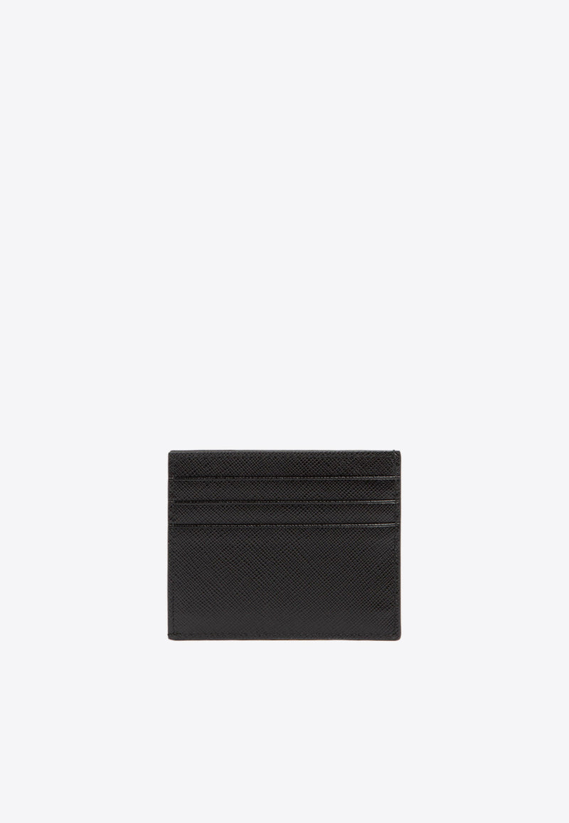 Triangle Logo Saffiano Leather Cardholder