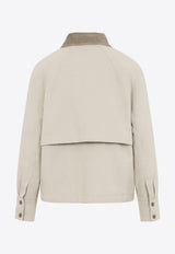 Corduroy-Collar Short Parka