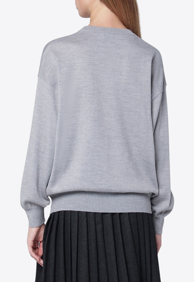 Moschino Intarsia Logo Wool Sweater Gray 09305401/R_MOSCH-2486