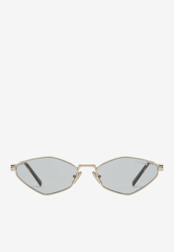 Miu Miu Miu Regard Geometric Sunglasses Gray 0MU56ZSMET/P_MIU-ZVN50K56