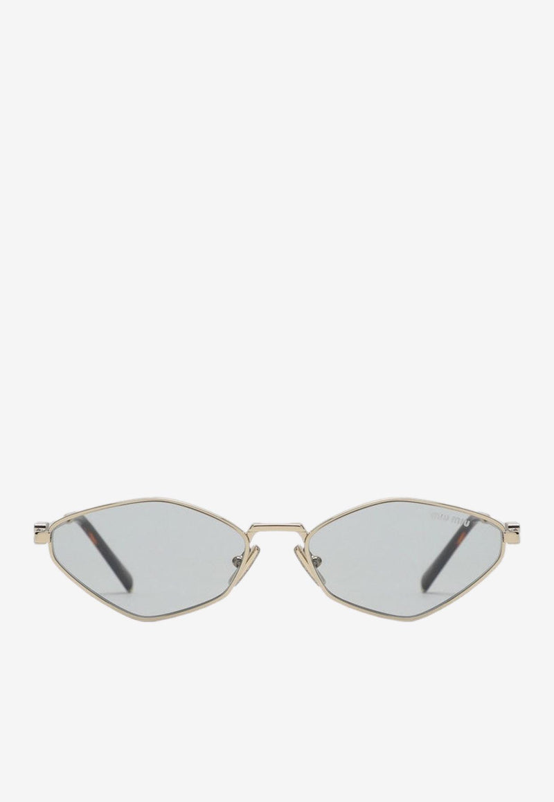 Miu Miu Miu Regard Geometric Sunglasses Gray 0MU56ZSMET/P_MIU-ZVN50K56