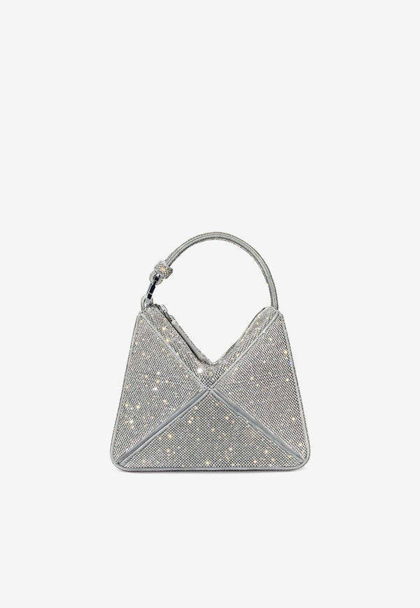 Mlouye Micro Flex Embellished Top Handle Bag Crystal 10-056-145_WHITE