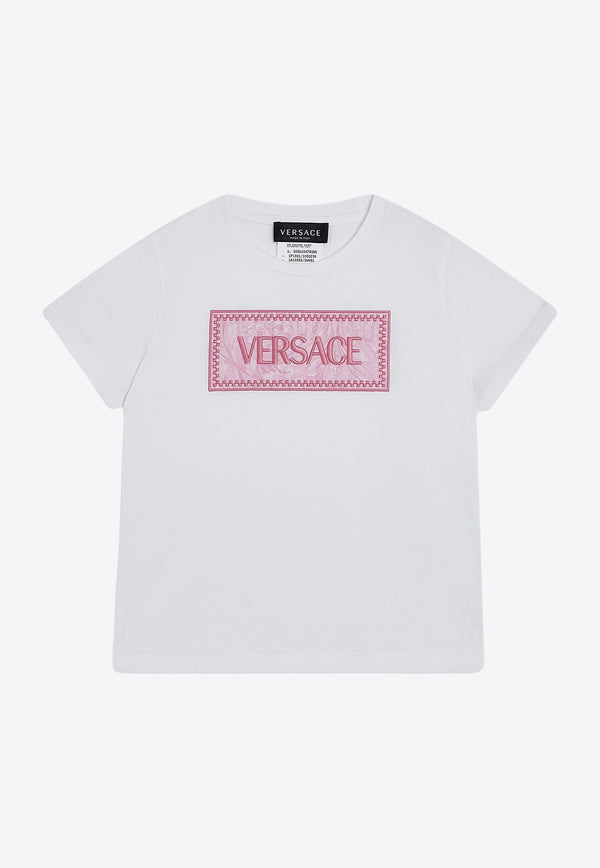Versace Kids Kids Logo-Embroidered Crewneck T-shirt 1000239 1A10322 2WK80
