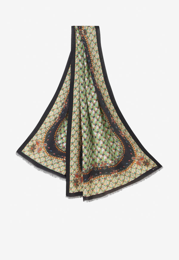Etro Floral Scarf in Silk and Cashmere 10007-9529 0500 Multicolor