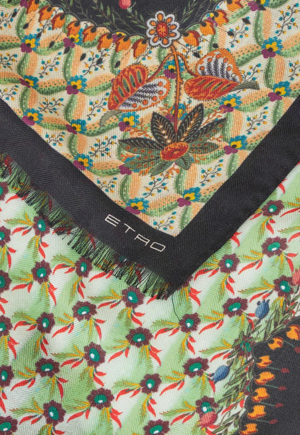 Etro Floral Scarf in Silk and Cashmere 10007-9529 0500 Multicolor