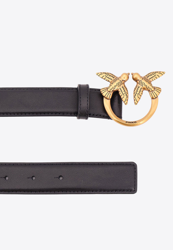 PINKO Love Birds Leather Belt Black 100125A0F1_Z99Q