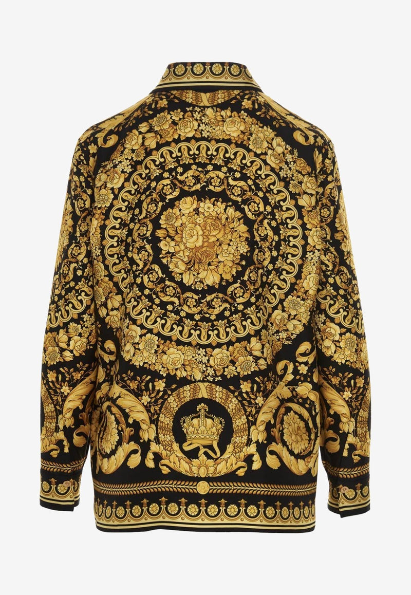 Versace Long-Sleeved Barocco Shirt in Silk Yellow 1001360 1A04236 5B000