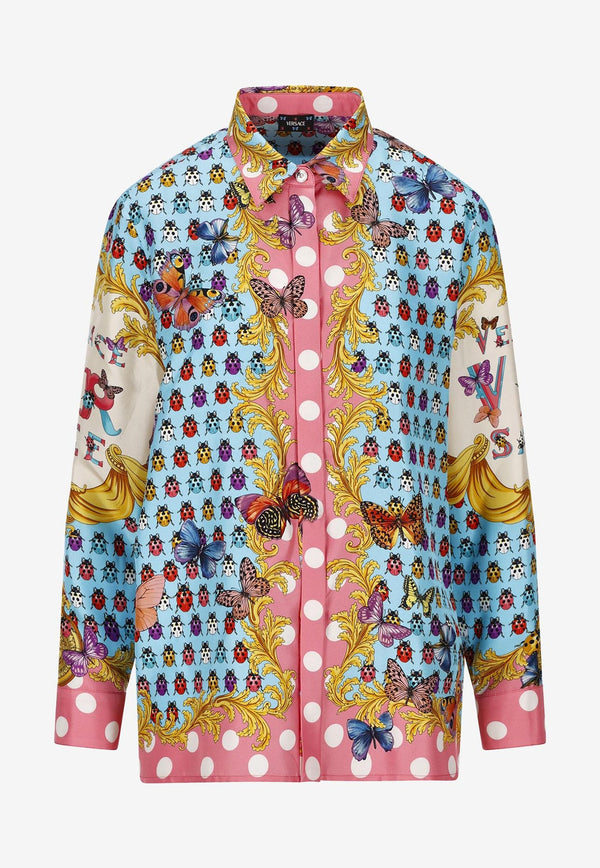 Versace Long-Sleeved Butterflies Silk Shirt Multicolor 1001360 1A08277 5X280