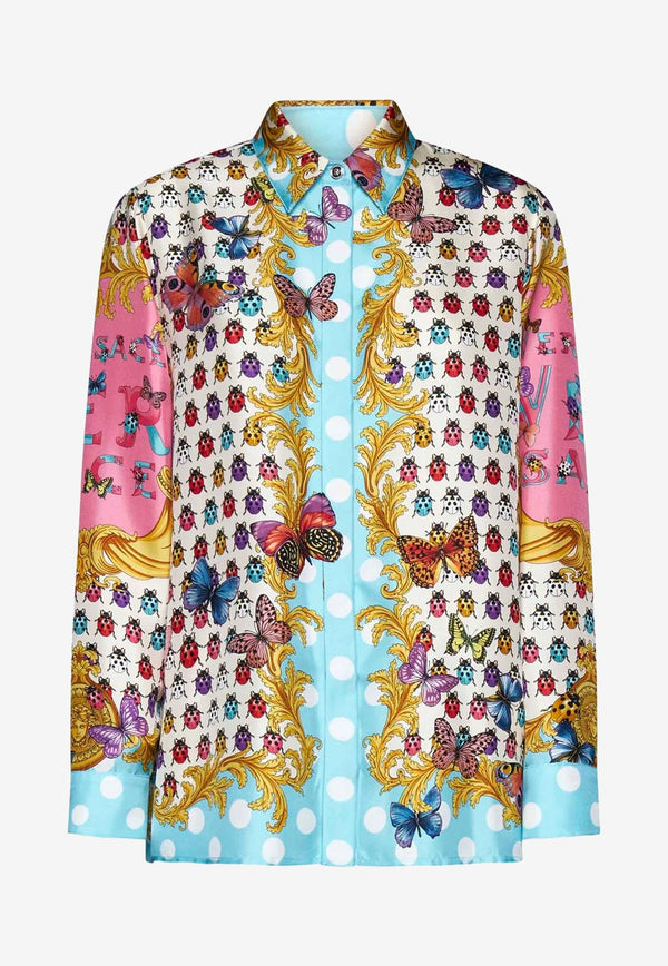 Versace Long-Sleeved Butterflies Silk Shirt Multicolor 1001360 1A08277 5X290