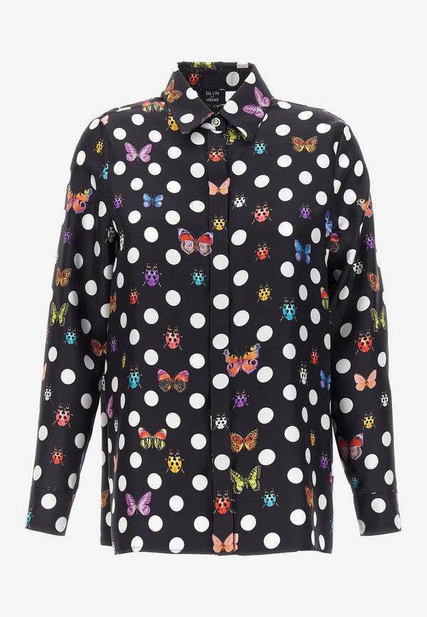 Versace Polka Dot Printed Shirt Black 1001360 1A08285 5B020