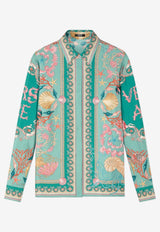 Versace Underwater Barocco Print Silk Shirt Green 1001360 1A14746 5GA30