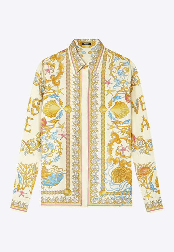 Versace Underwater Barocco Print Silk Shirt Multicolor 1001360 1A14746 5K640