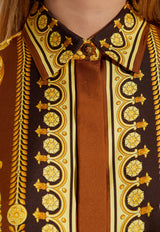 Versace Barocco Print Long-Sleeved Silk Shirt Gold 1001360 1A15215 5N790
