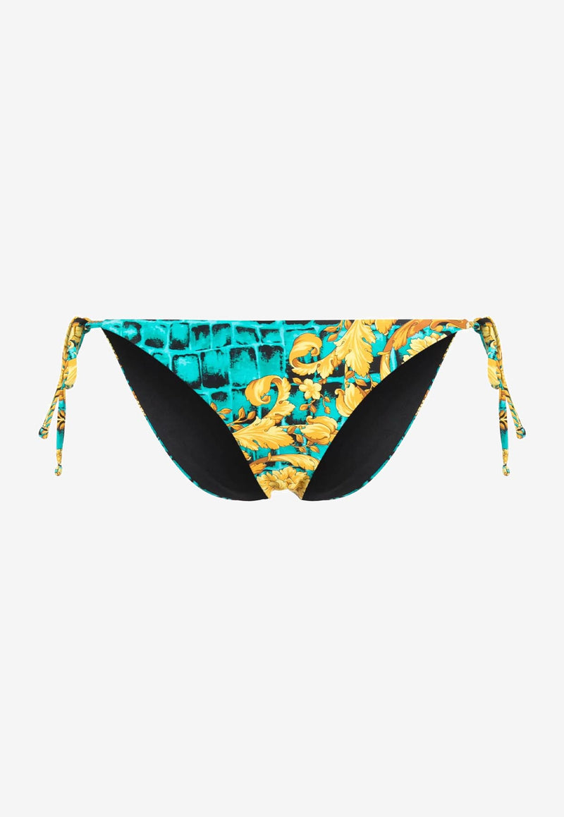 Versace Baroccodile Print Bikini Bottom Multicolor 1001407 1A09276 5X340