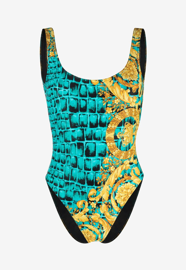 Versace Baroccodile Print One-Piece Swimsuit Multicolor 1001408 1A09276 5X340