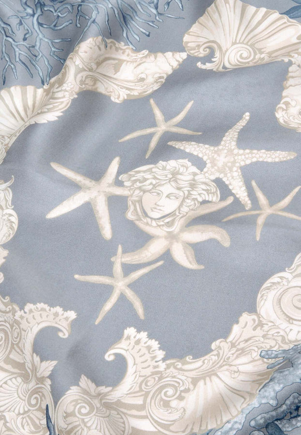 Versace Barocco Sea Print Silk Scarf Light Blue 1001600 1A11518 5E360