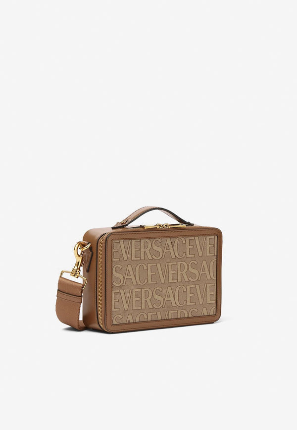 Versace All-Over Logo Messenger Bag Brown 1001769 1A07951 2N24V