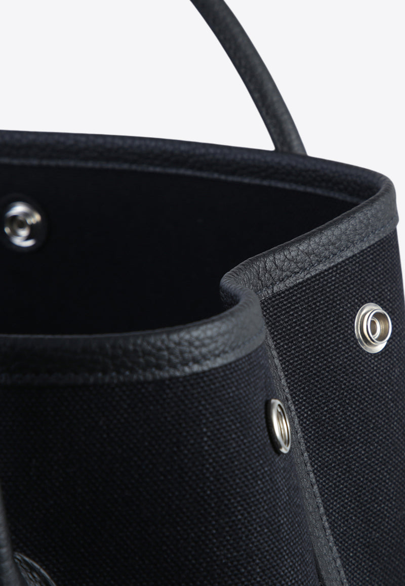 Garden Party Pockets in Vertical Noir Toile Militaire Canvas with Palladium hardware