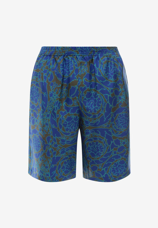 Versace Barocco Silk Bermuda Shorts Blue 1002476 1A07157 5K130