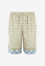 Versace All-Over Logo Shorts in Linen Multicolor 1002476 1A07838 5V510