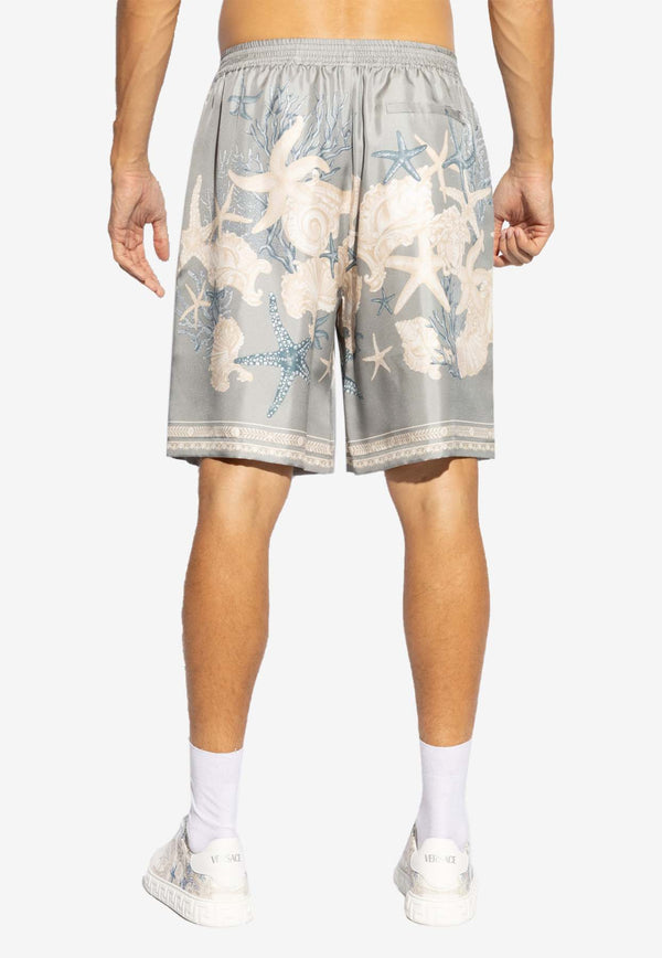 Versace Barocco Sea Print Silk Shorts Light Blue 1002476 1A11093 5E360