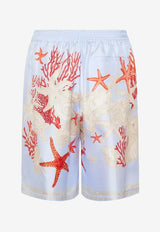 Versace Barocco Sea Print Silk Shorts Sky Blue 1002476 1A11093 5UB20