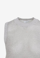 Tricot Sequined Knit Top