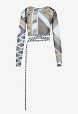 Vivara Print Tulle Cropped Top