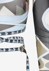 Vivara Print Tulle Cropped Top